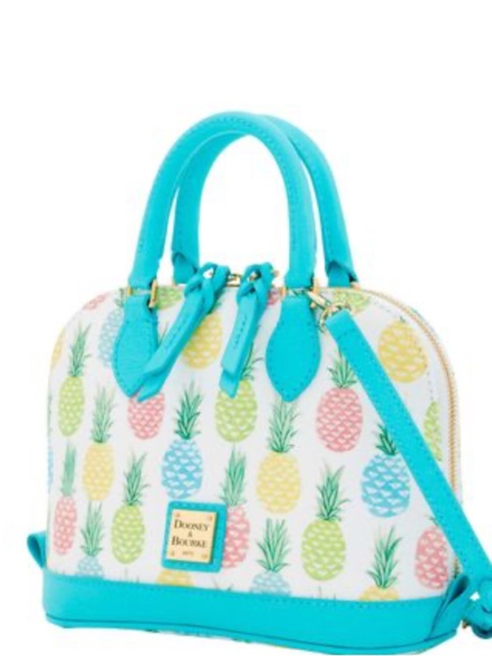 Dooney & Bourke Turquoise-Trim Pineapple Print Satchel